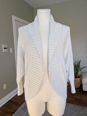 Aerie Cream Chunky Knit Open Front Cardigan Sweater Oversized Cozy Size XS/S